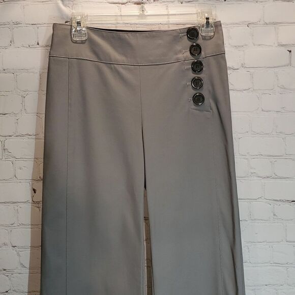 Nanette Lepore grey side button wide leg trousers NWT size 0 - Picture 2 of 10